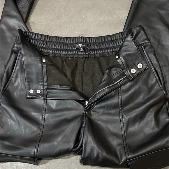 7 for all Mankind women’s Black Pleather Pants, Size S. EUC - Picture 5 of 8